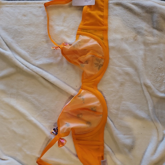 Savage x Fenty Orange Floral Unlined Bra - Picture 6 of 9
